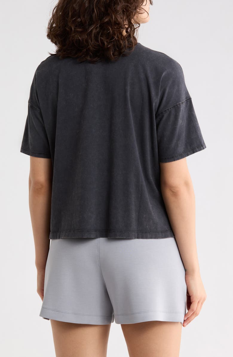 90 DEGREE BY REFLEX Stone Wash Boxy Crop T-Shirt, Alternate, color, Black
