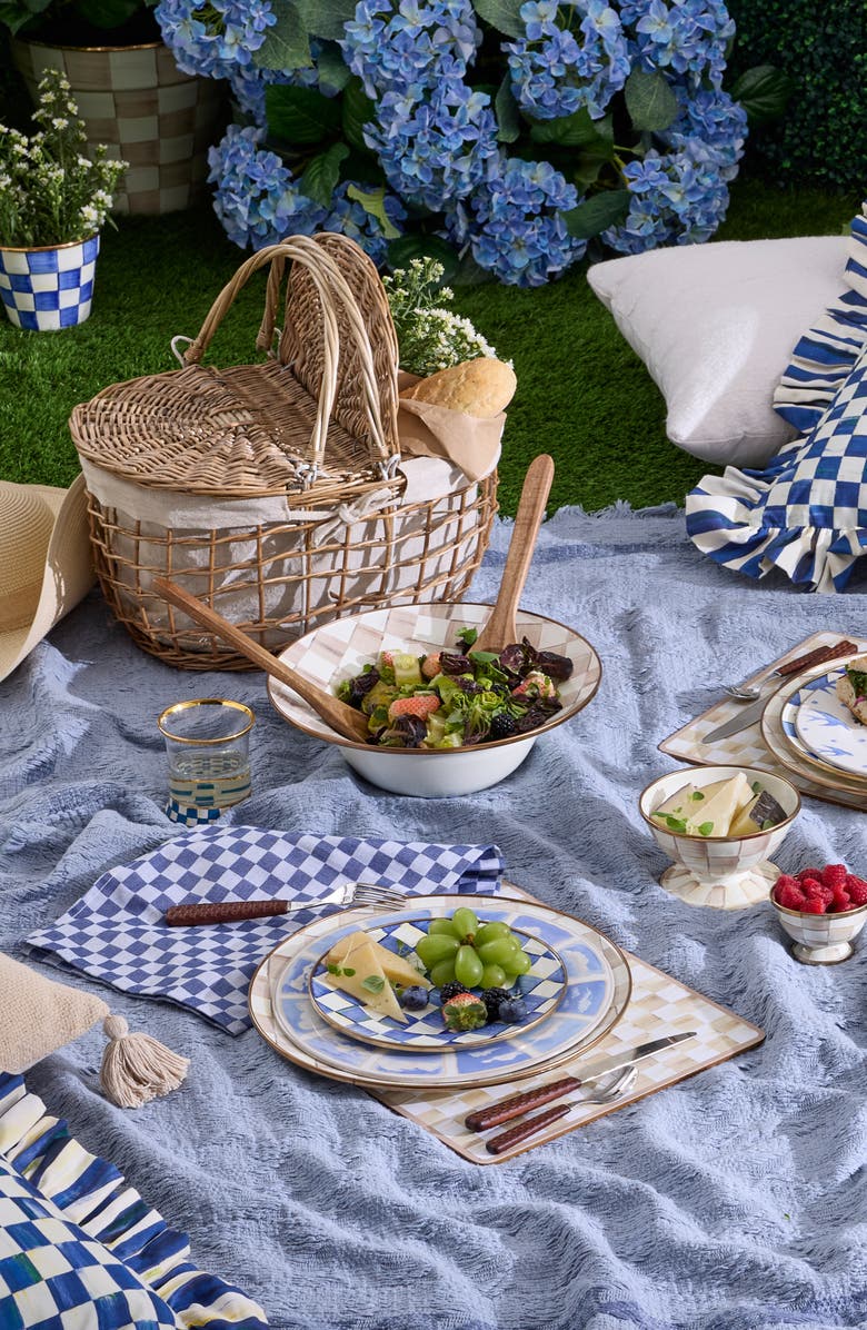 MACKENZIE CHILDS Mocha Check Salad Serving Set, Alternate, color, Beige/White