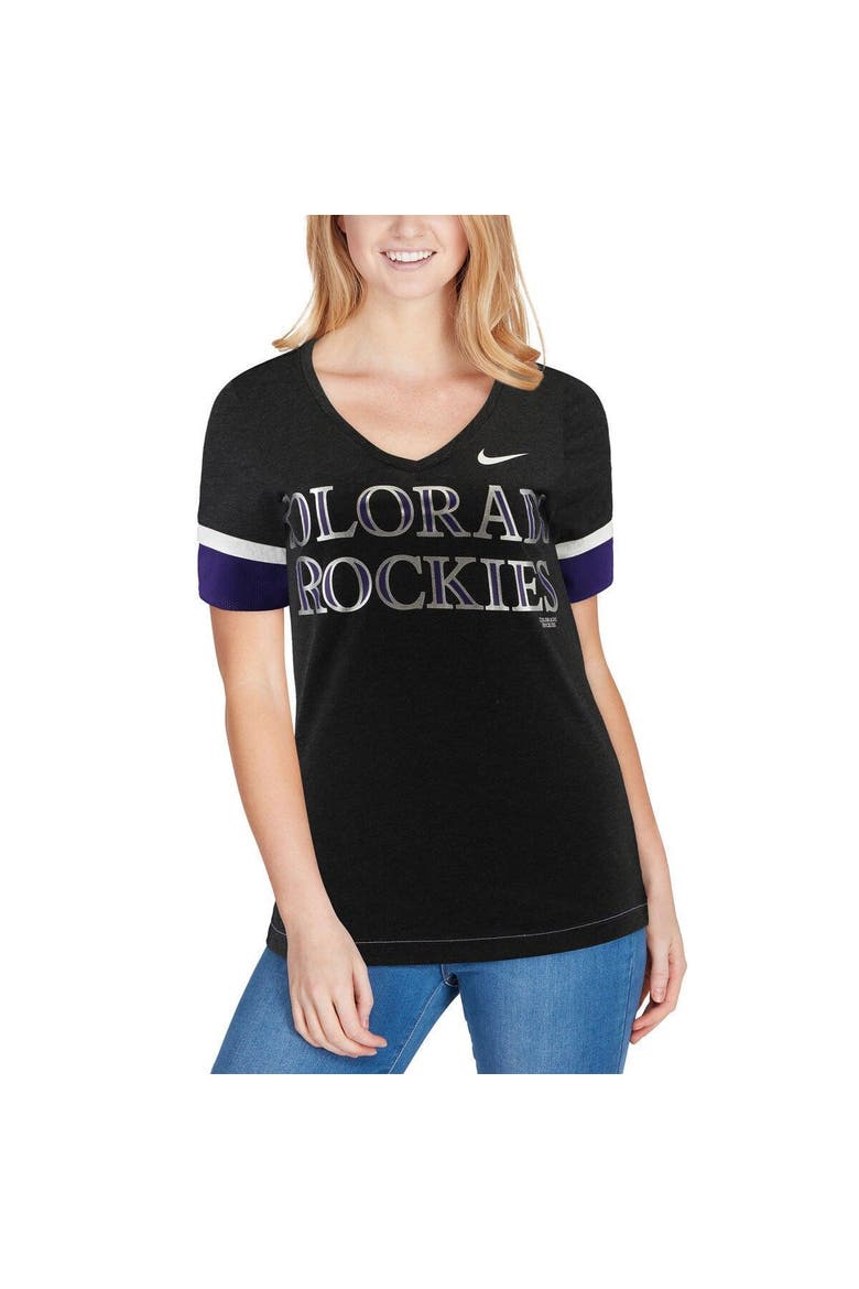 Women's Nike Black Colorado Rockies Mesh V-Neck T-Shirt, Alternate, color, Black