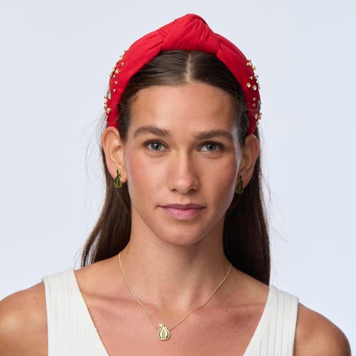 Lele Sadoughi Alpha Chi Omega Knotted Headband In Red
