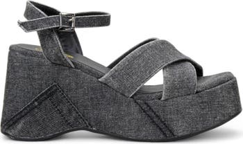 Jenna Denim Platform Wedge Sandal