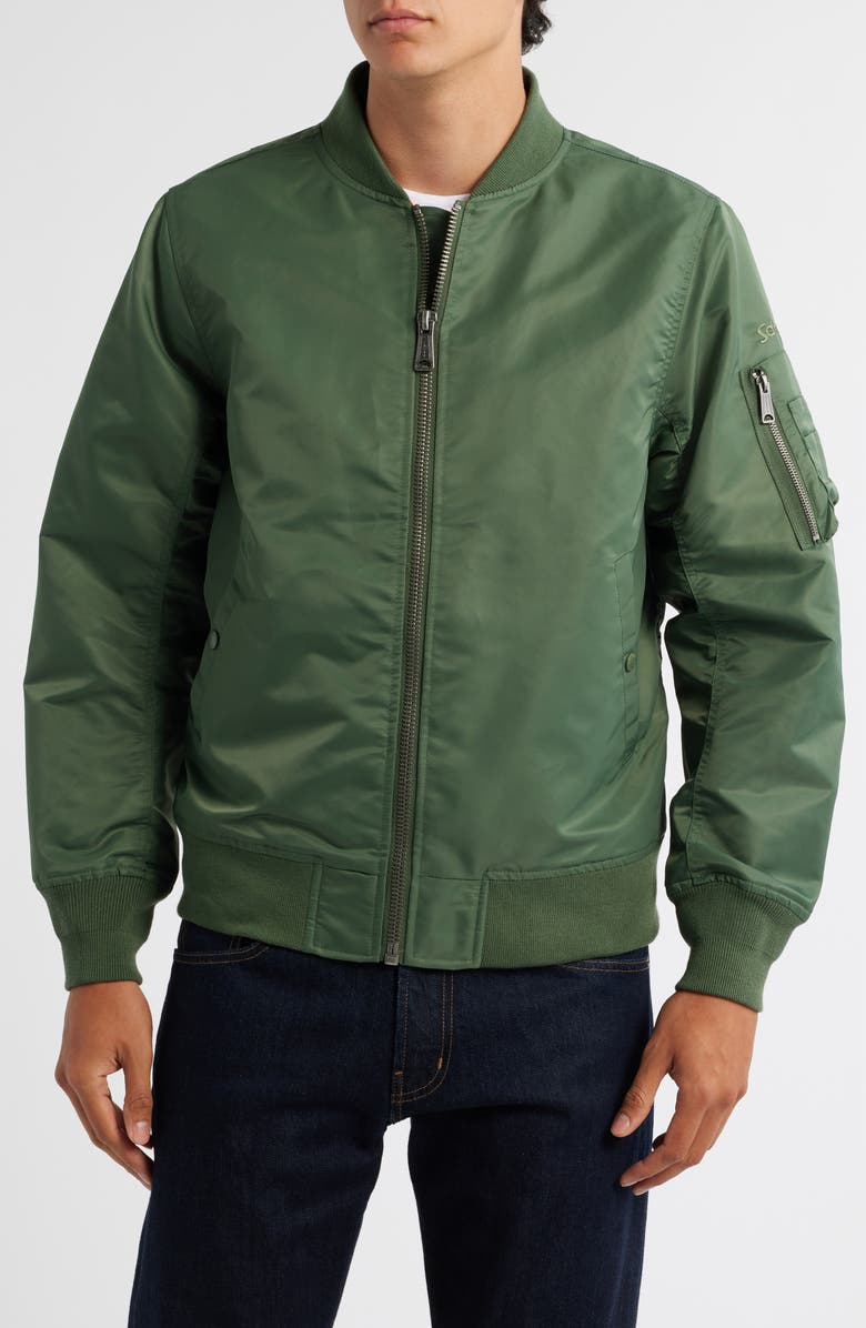 Schott NYC MA-1 Satin Flight Jacket, Alternate, color, Sage