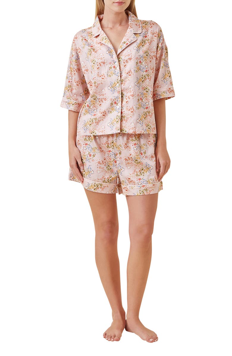 Papinelle Molly Cotton Sateen Short Pajamas, Main, color, Pink