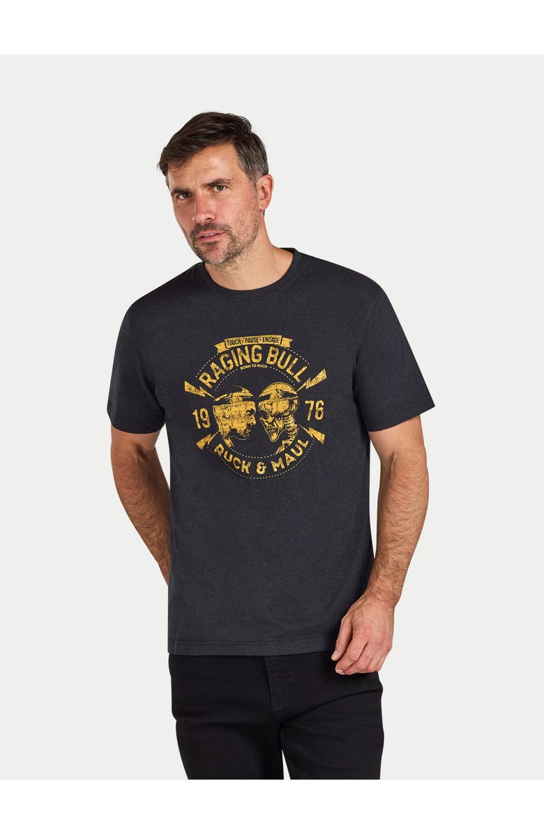 Raging Bull Ruck & Maul Print T-Shirt, Alternate, color, Black