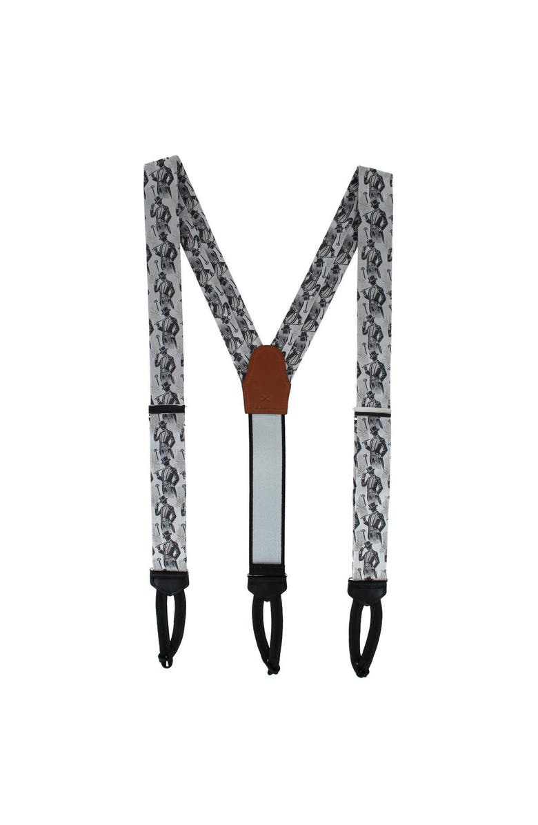 Trafalgar Big & Tall Ambrose Dapper Night Silk Formal End Suspenders, Alternate, color, Silver And Black