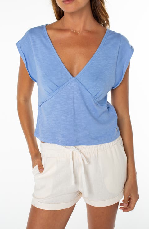 Sea Drift Cap Sleeve Top