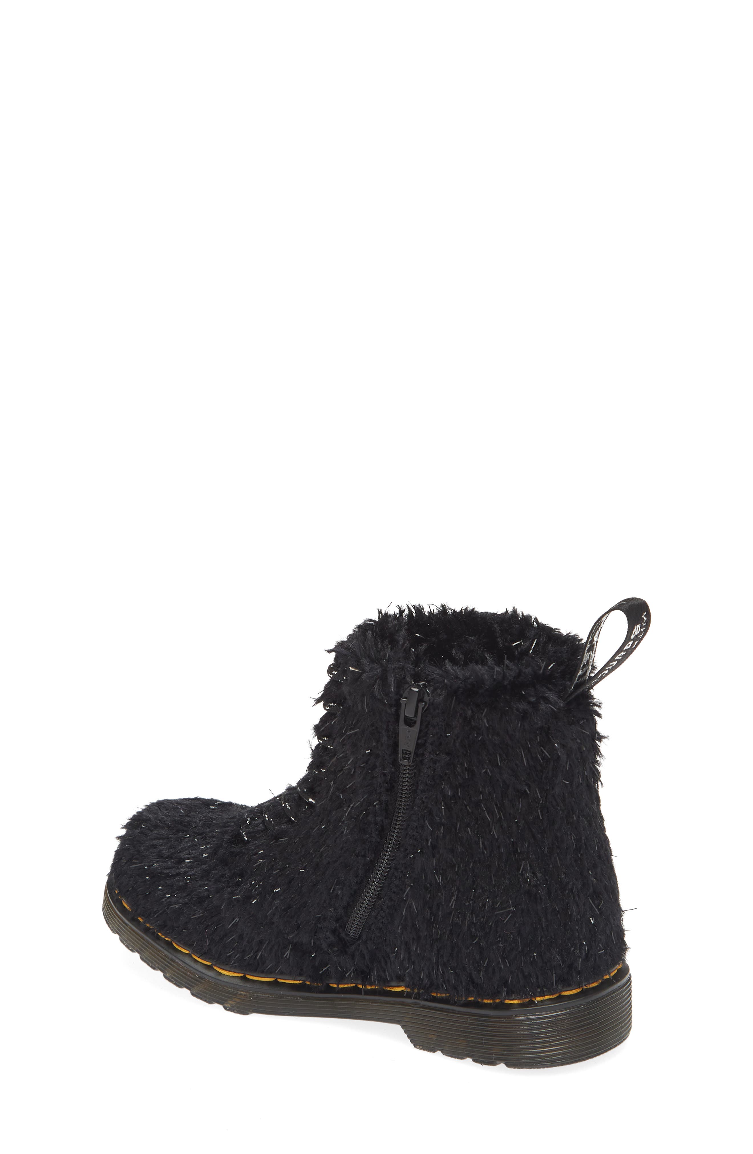 Dr. Martens Kids' 1460 Tinsel Faux Fur Boot, Alternate, color, 