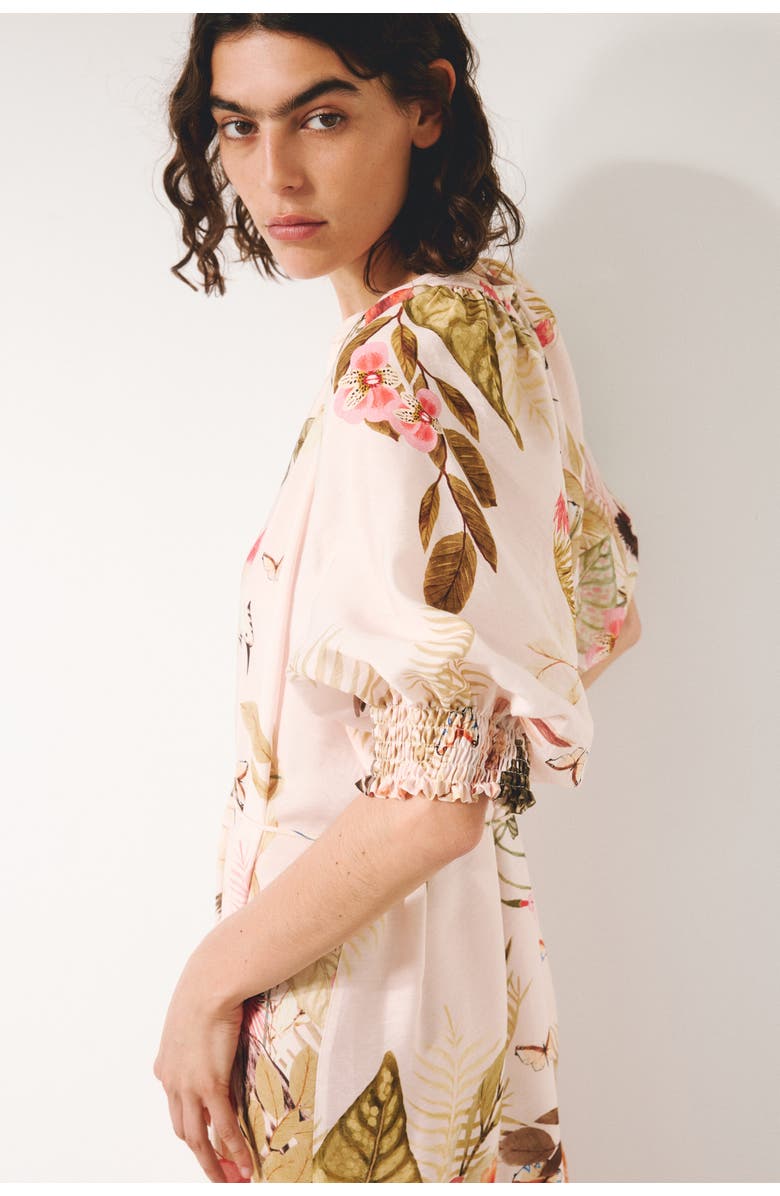 H&M Tie-belt midi dress, Alternate, color, Light Pink/Floral