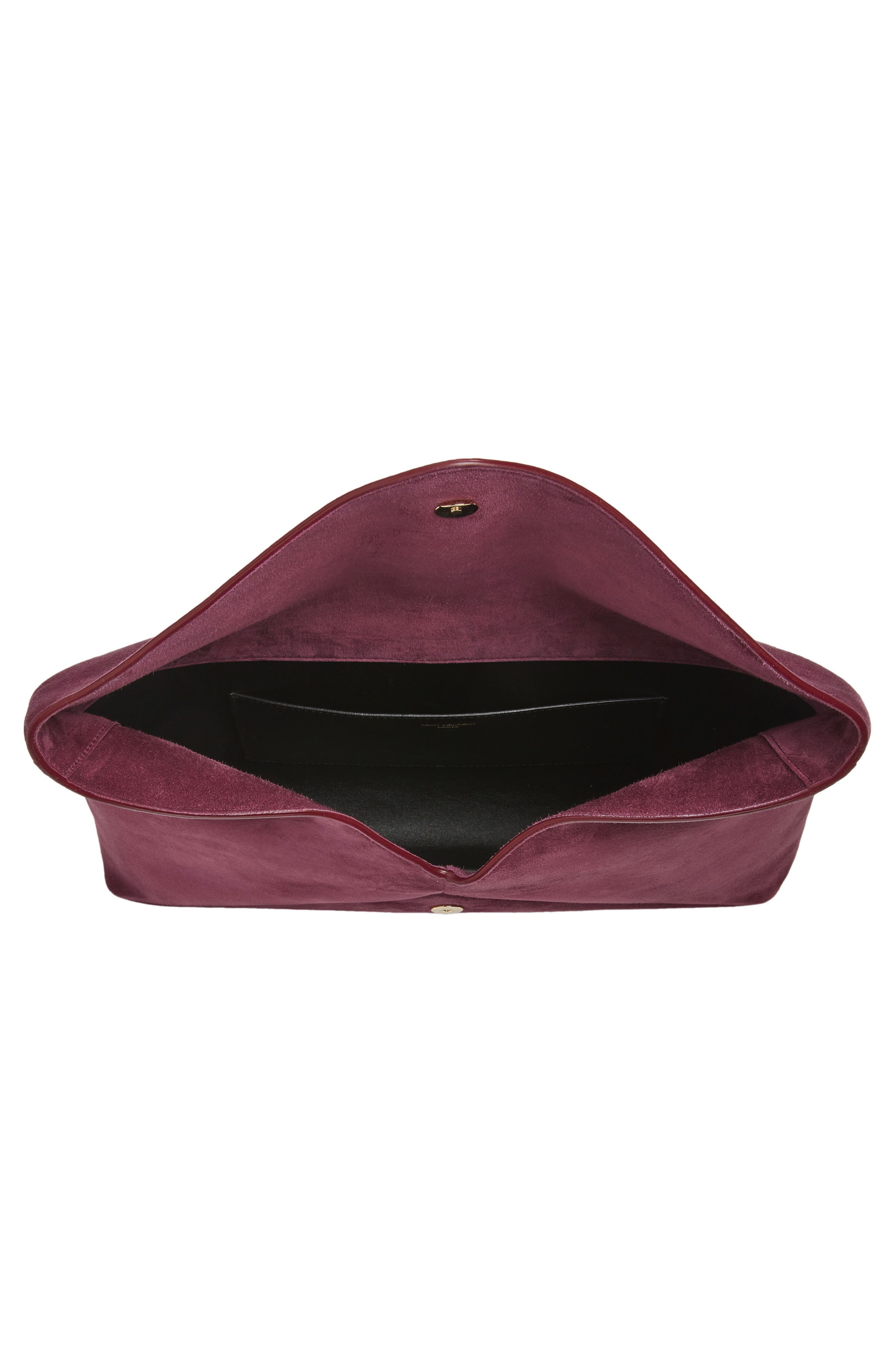 Saint Laurent XXL Cassandre Suede Envelope Clutch, Alternate, color, Deep Fuchsia