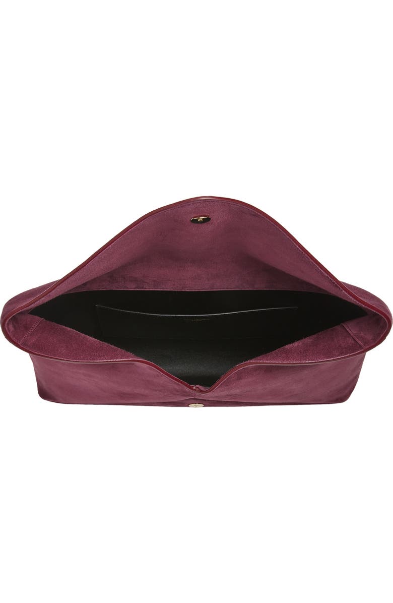 Saint Laurent XXL Cassandre Suede Envelope Clutch, Alternate, color, Deep Fuchsia