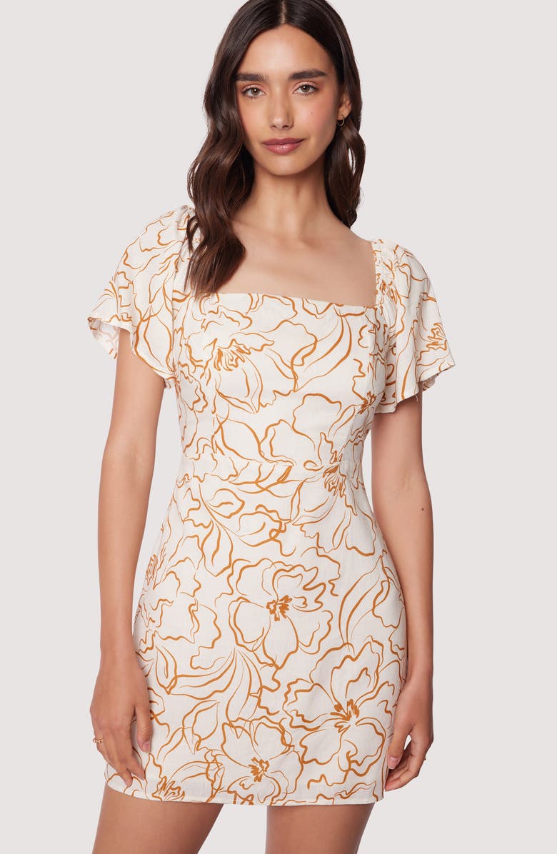 Lost + Wander Confianza Floral Flutter Sleeve Cotton & Linen Mini Sundress, Alternate, color, 