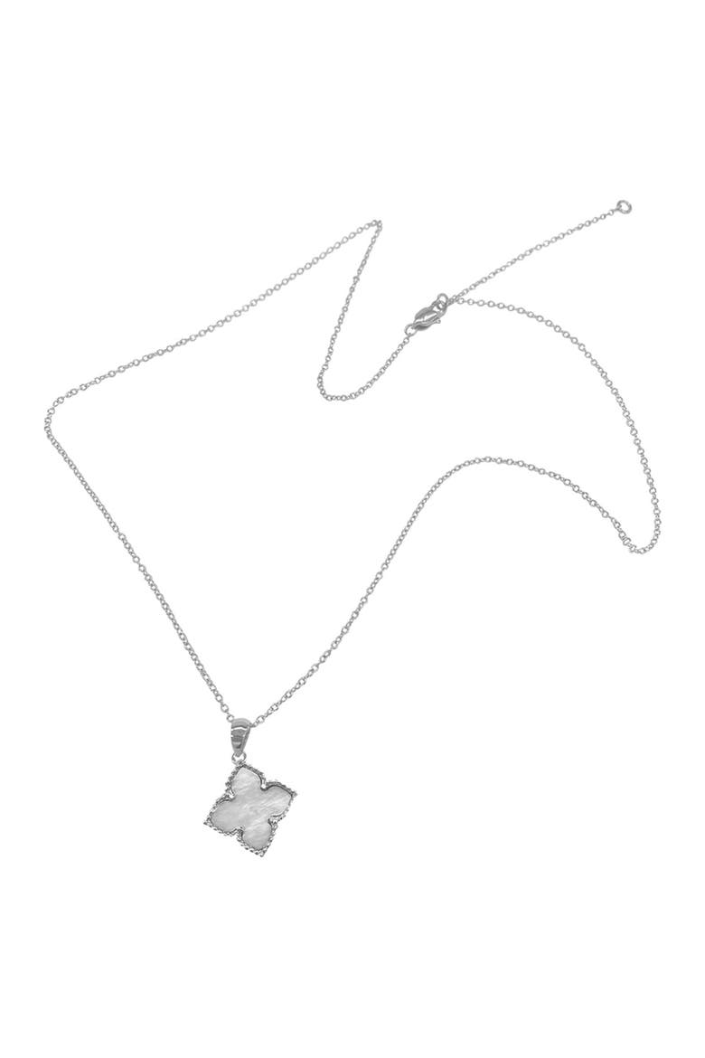 Mother of Pearl Flower Pendant Necklace, Alternate, color, WHITE