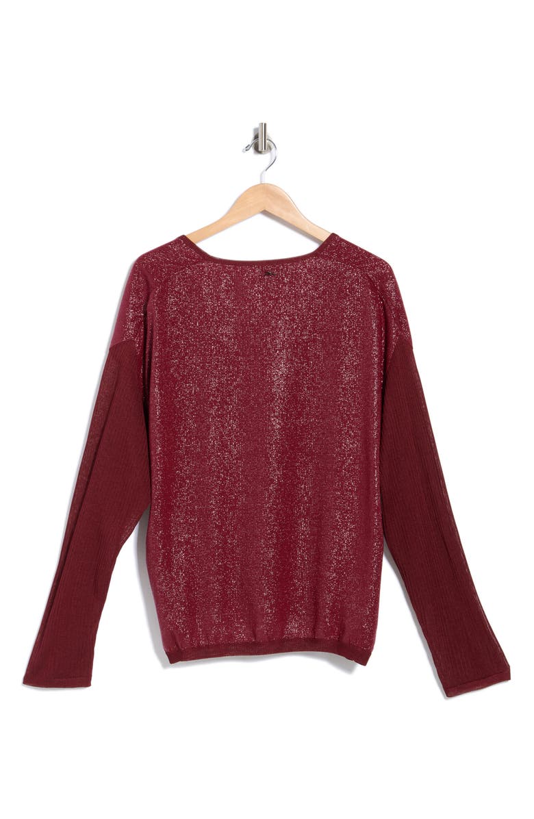 Longchamp Metallic V-Neck Sweater, Alternate, color, Red Lacquer
