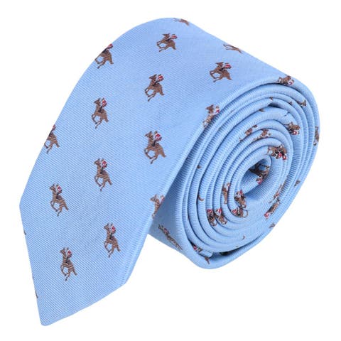 Down The Stretch Racehorse Linen Blend Necktie