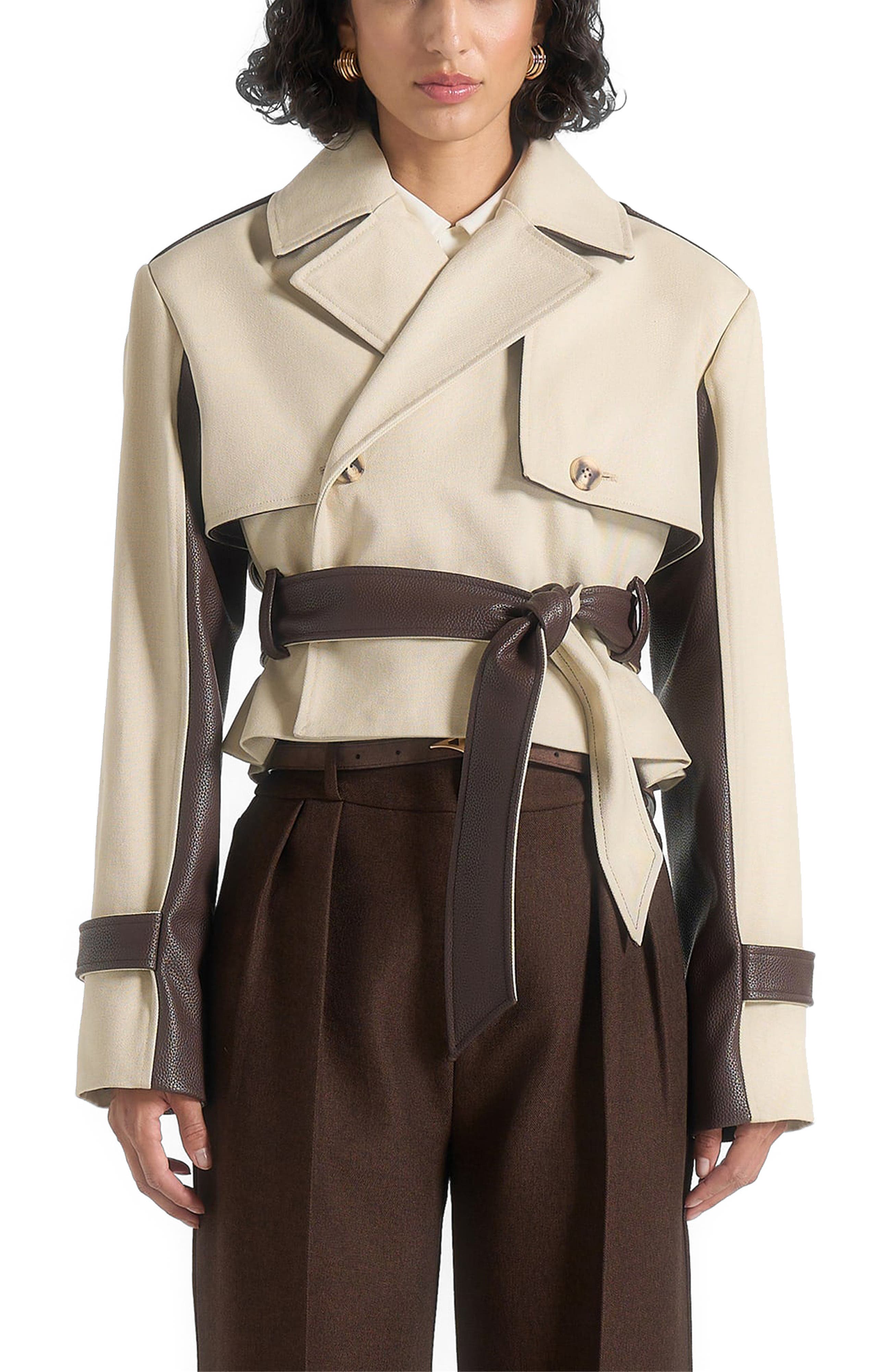 Lelia Cropped Gabardine Trench Coat With Belt (Women) | Nordstrom