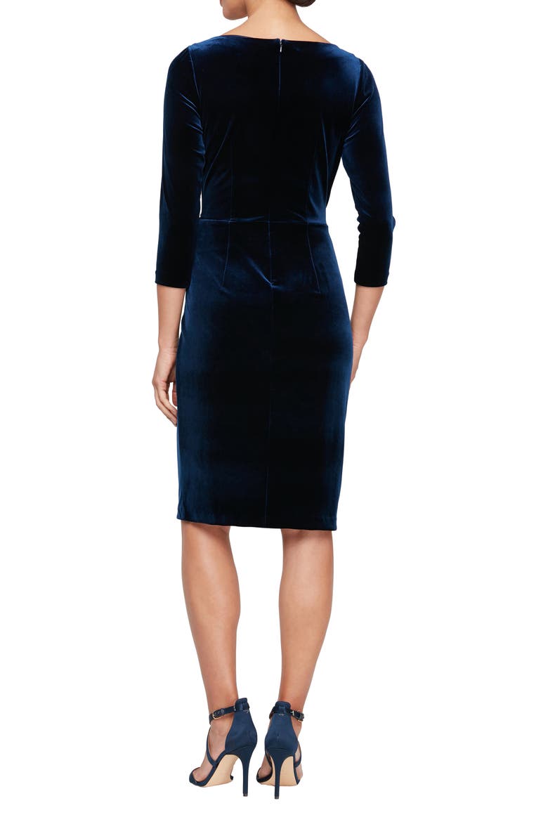 Pleated Velvet Sheath Cocktail Dress, Alternate, color, IMPERIAL