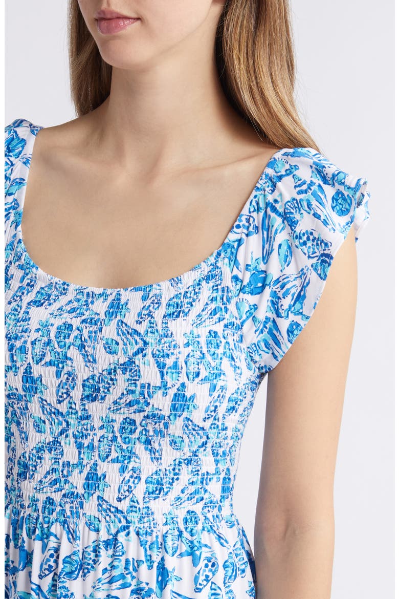 Jilly UPF 50+ Nautical Print Minidress, Alternate, color, RESORT WHITE SHELL COLLECTOR