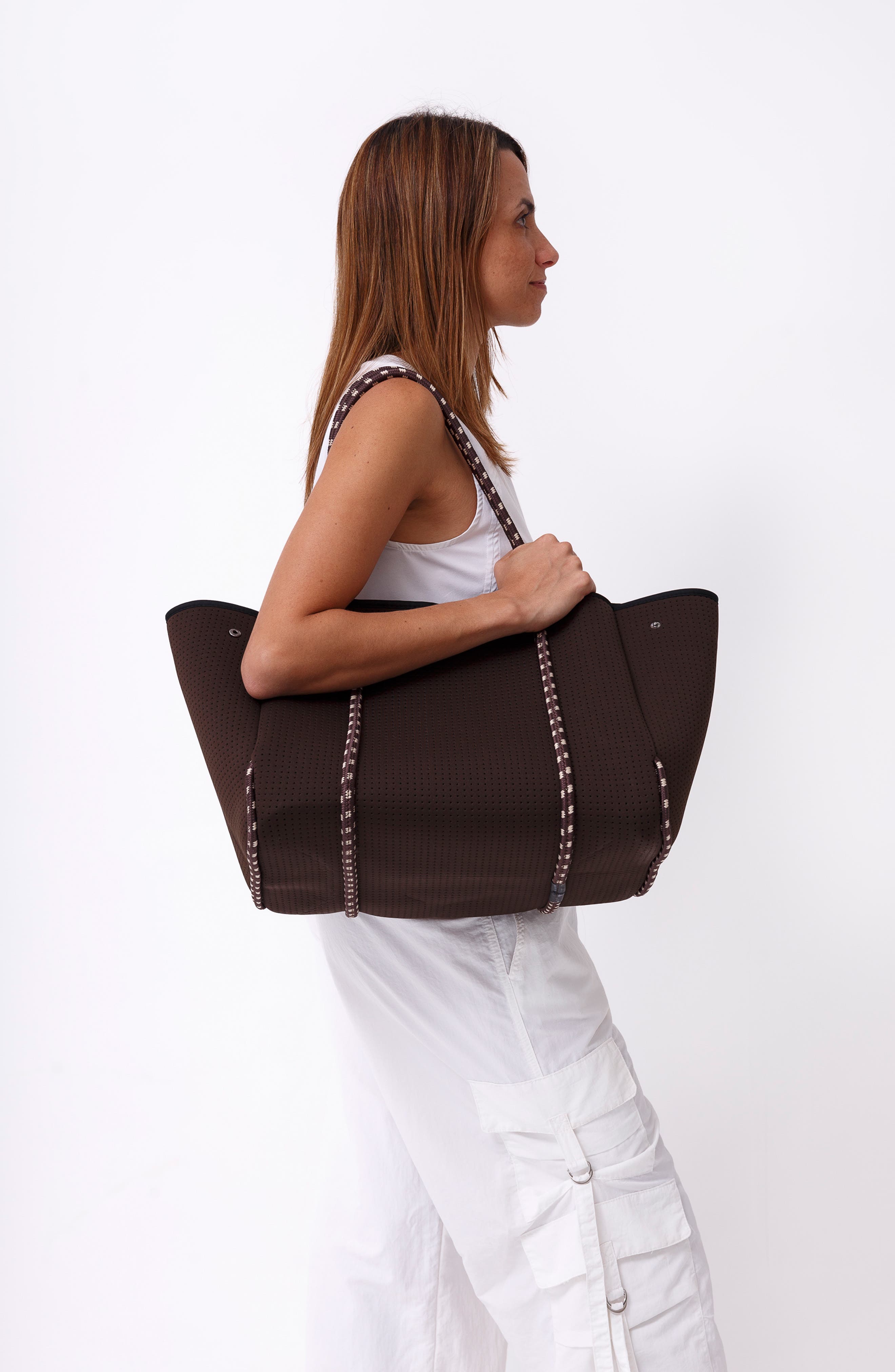 Everyday Neoprene Tote, Alternate, color, DARK BROWN