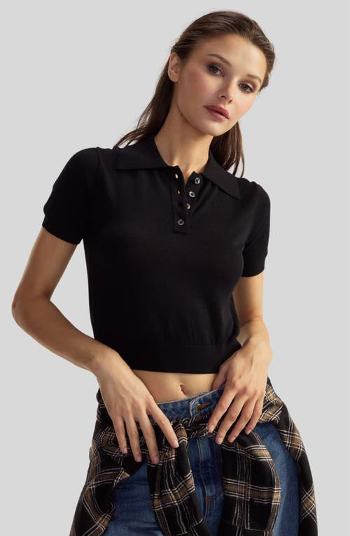 Cynthia Rowley Aspen Knit Polo In Black