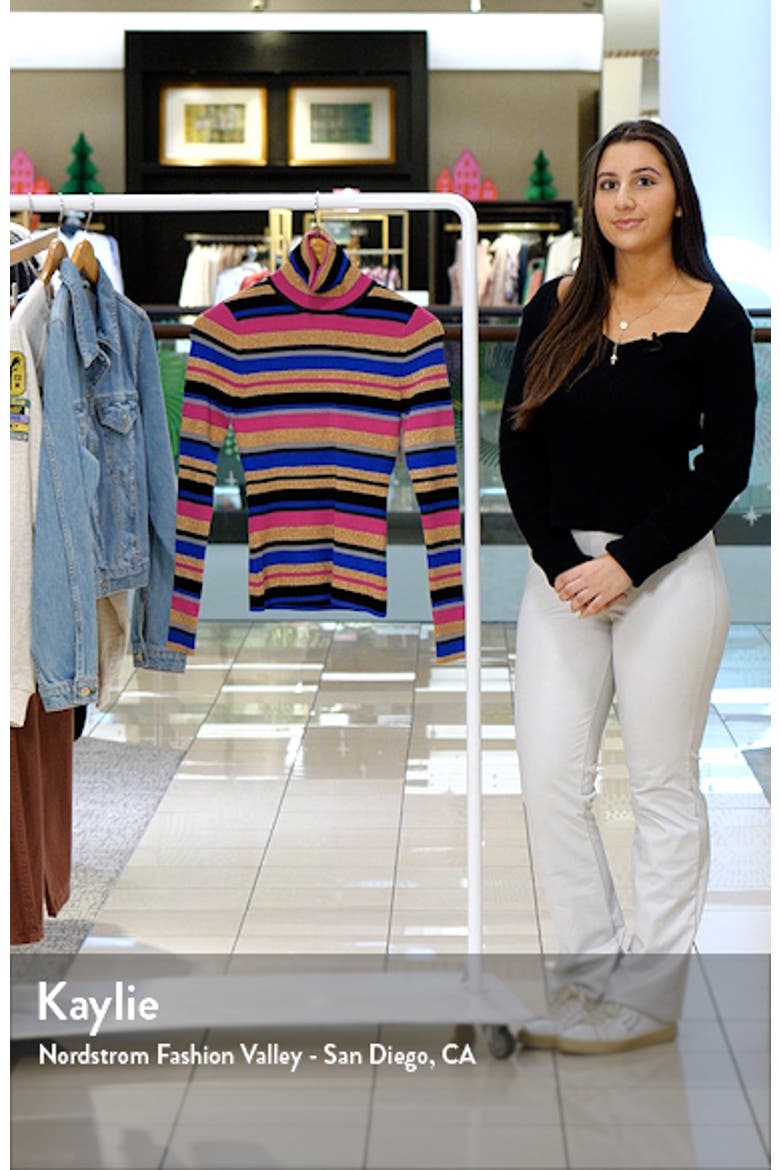 Olene Metallic Stripe Turtleneck Top video