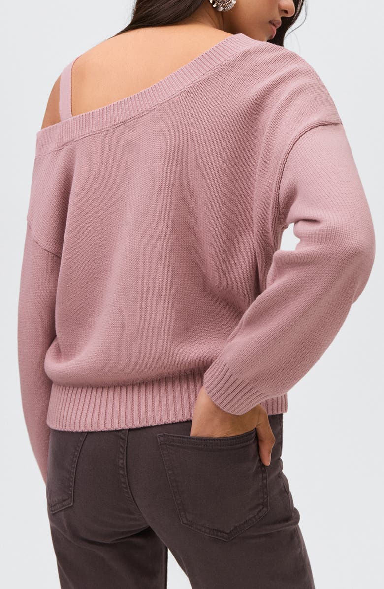 MANGO TEEN Off the Shoulder Cotton Sweater, Alternate, color, Pale Pink