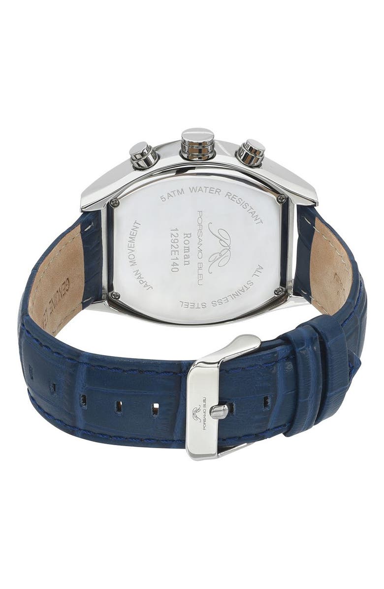 PORSAMO BLEU Roman Chronograph Croc Embossed Leather Strap Watch, 42mm, Alternate, color,