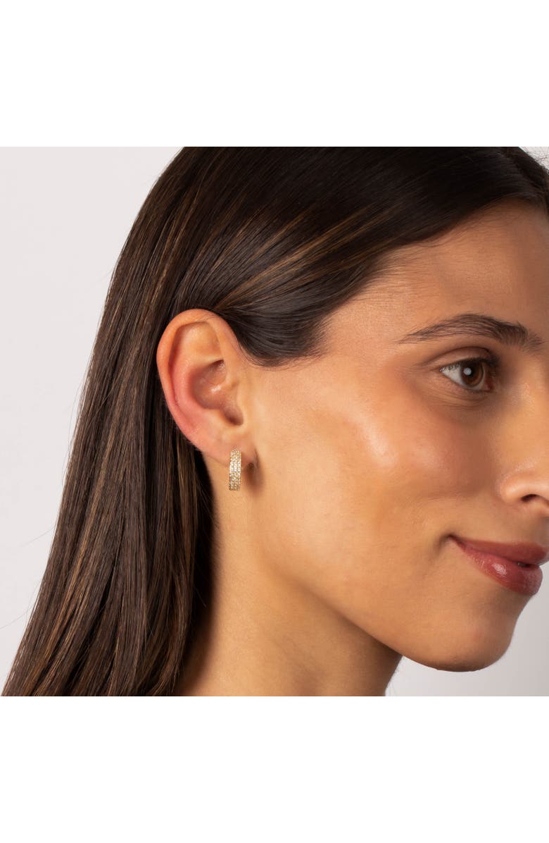 BY ADINA EDEN Triple Row Pave Huggie Earring, Alternate, color, Gold