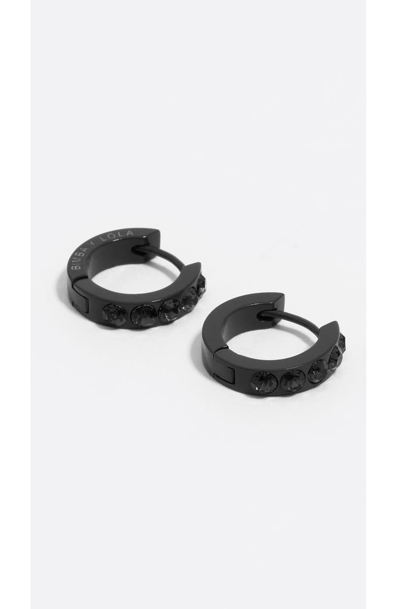 Bimba y Lola Hoop Crystals Earrings, Alternate, color, Black