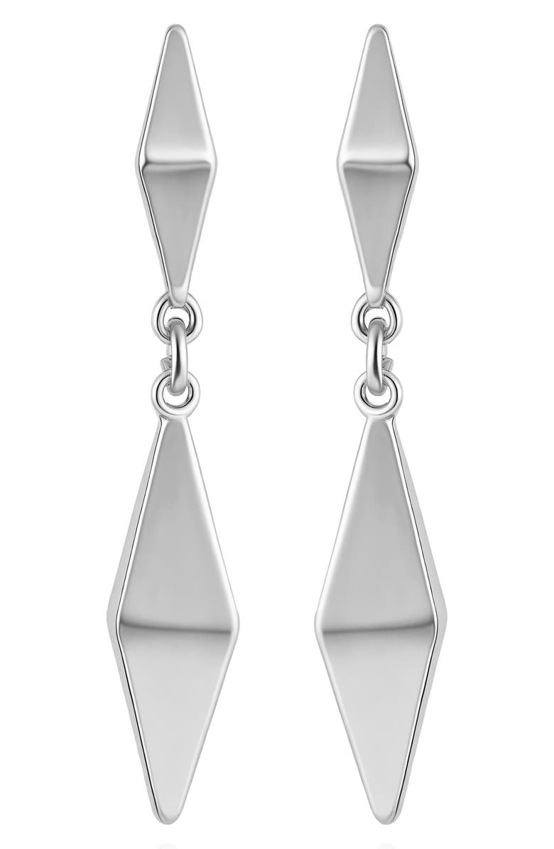 Vince Camuto Pyramid Linear Drop Earrings, Main, color, Rhodium