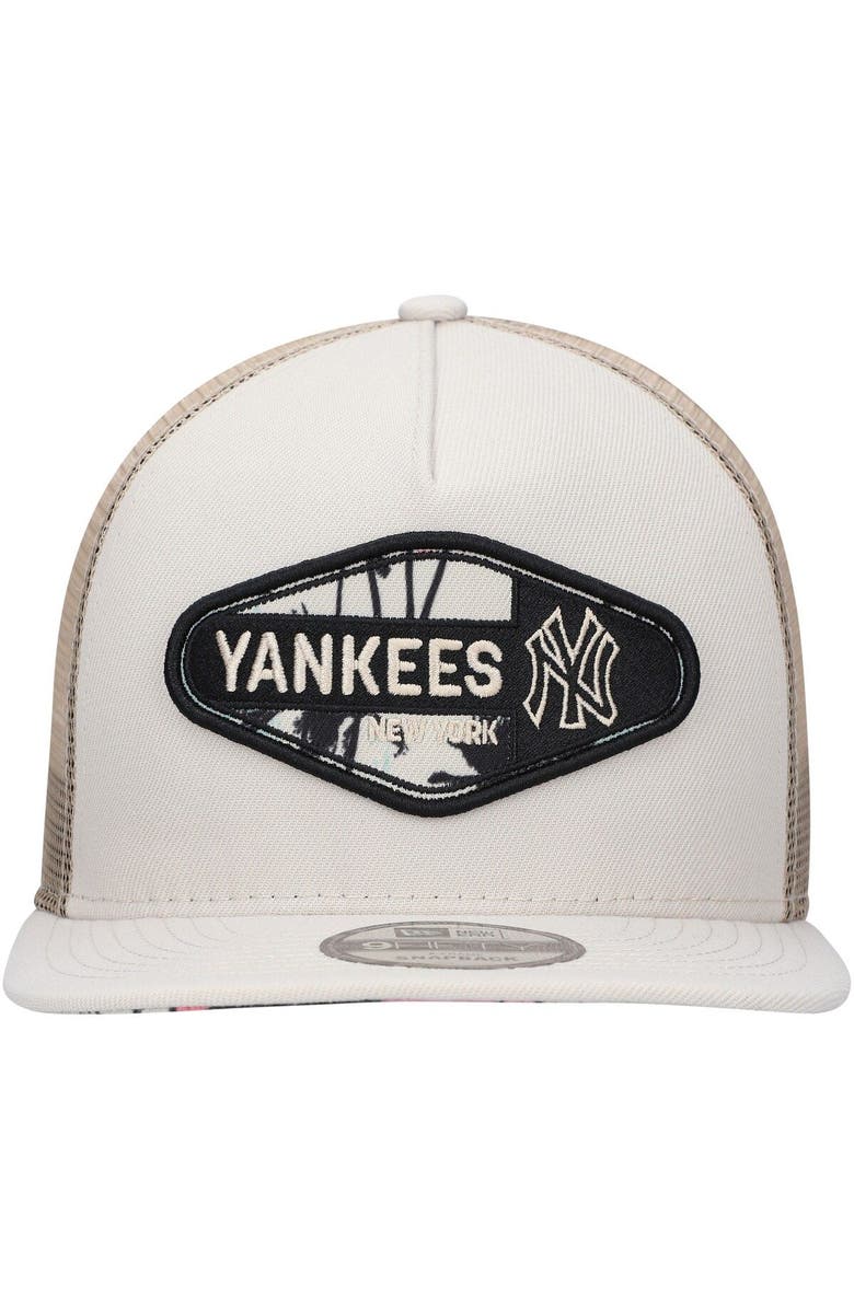 New Era Men's New Era Natural New York Yankees Retro Beachin' Patch A-Frame Trucker 9FIFTY Snapback Hat, Alternate, color, Natural