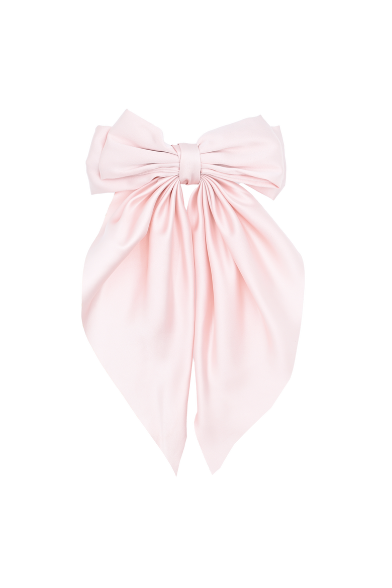 Satin Ribbon Flowing Bow Hairclip, Main, color, Pink