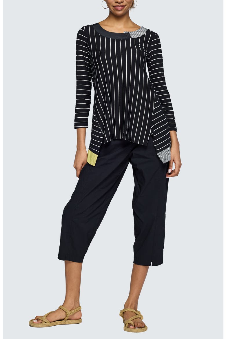 Nova Striped Viscose Jersey Blouse, Alternate, color, Black