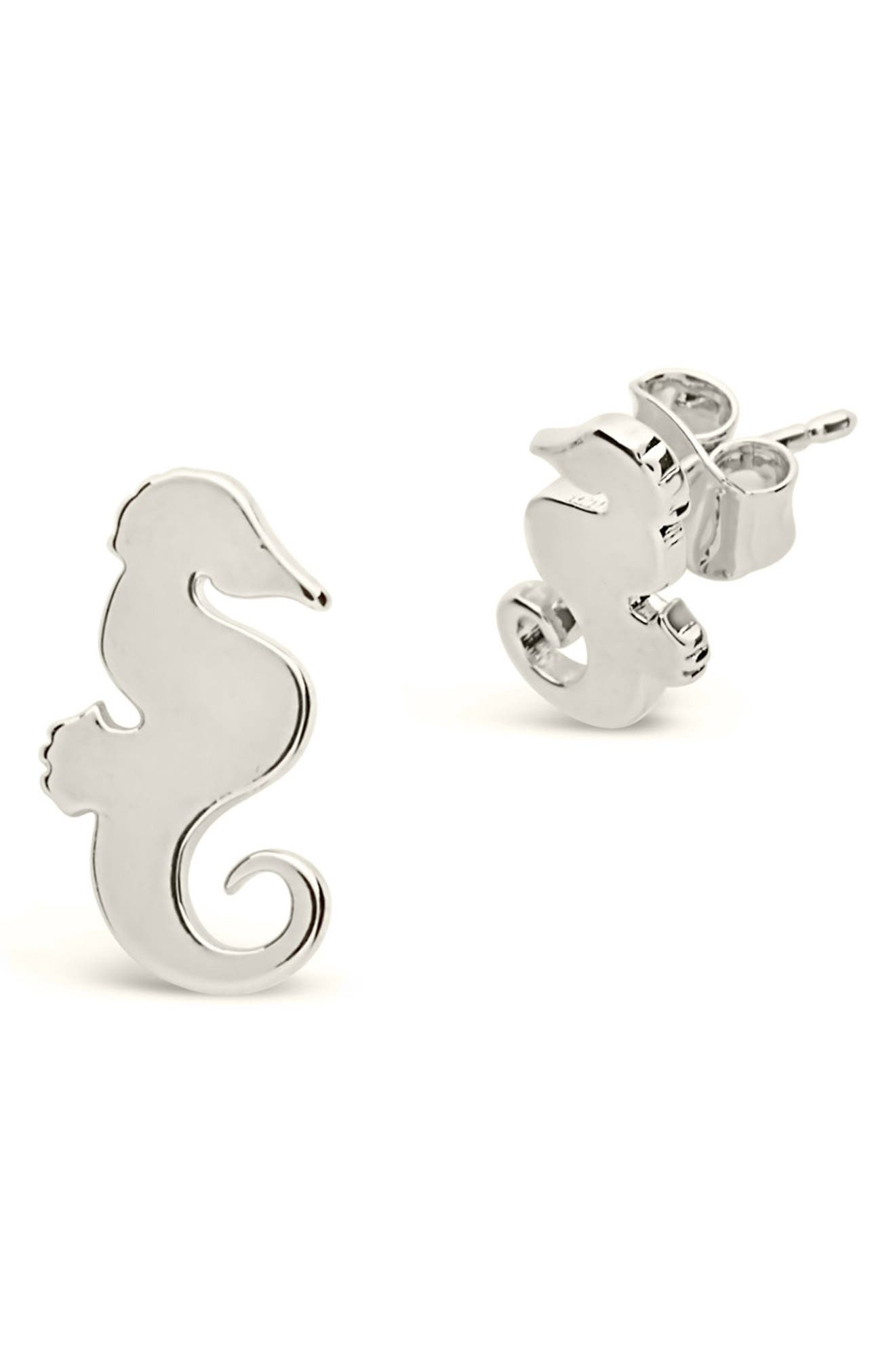 Sterling Forever Seahorse Stud Earrings