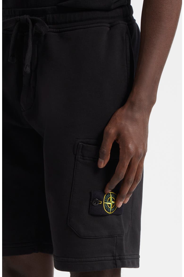 Cotton Fleece Cargo Bermuda Shorts, Alternate, color, V0029 BLACK