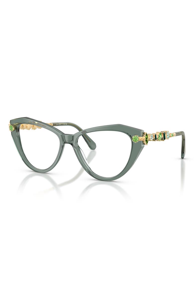 Swarovski 53mm Cat Eye Optical Glasses, Alternate, color, Transparent Green/ Demo Lens