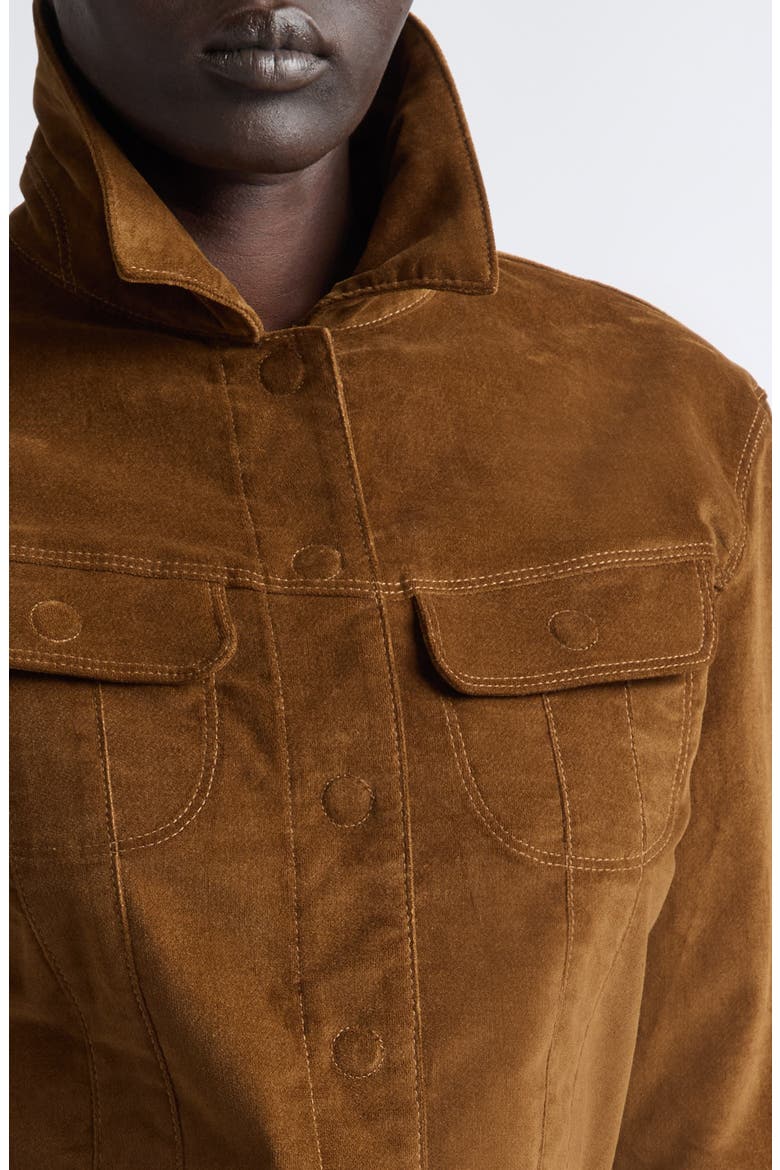 Stretch Cotton Velvet Western Jacket, Alternate, color, TOBACCO