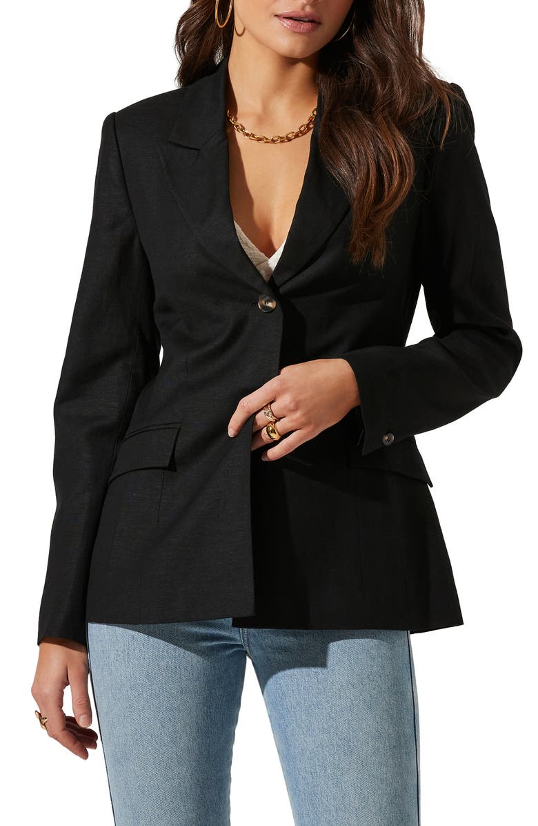 ASTR the Label Fitted Linen Blend Blazer, Main, color, 