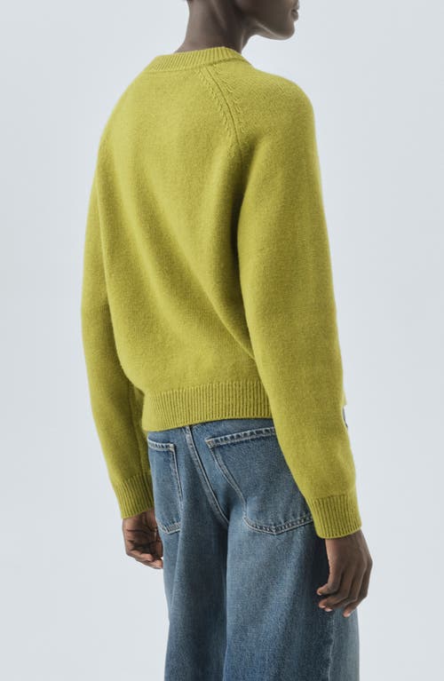 Mango Crewneck Raglan Sleeve Sweater In Green