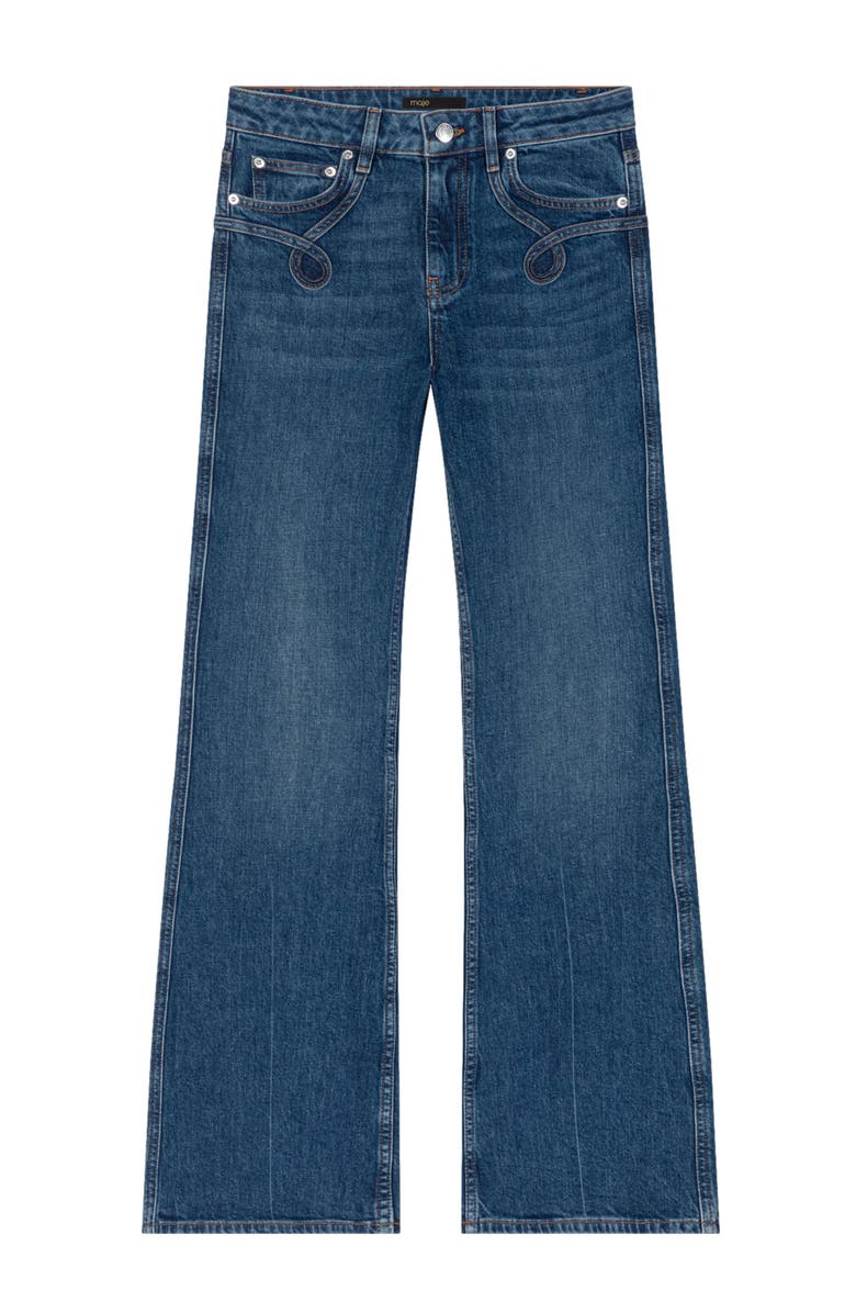 maje Embroidered flared jeans, Alternate, color, 
