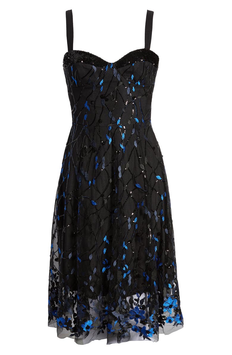 Dress the Population Corina Floral Embellished Fit & Flare Cocktail Dress, Alternate, color,