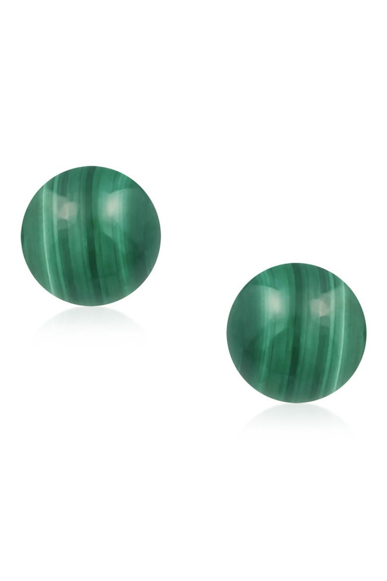 Sterling Silver Semi-Precious Stone 10mm Ball Stud Earrings, Main, color, MALACHITE