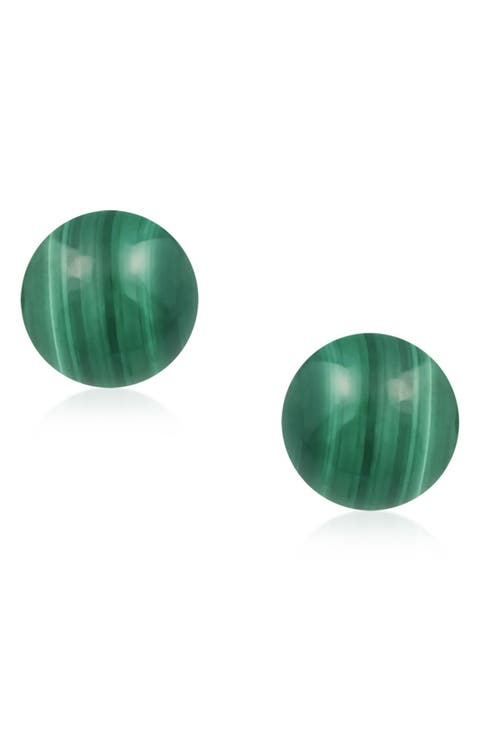 Sterling Silver Semi-Precious Stone 10mm Ball Stud Earrings