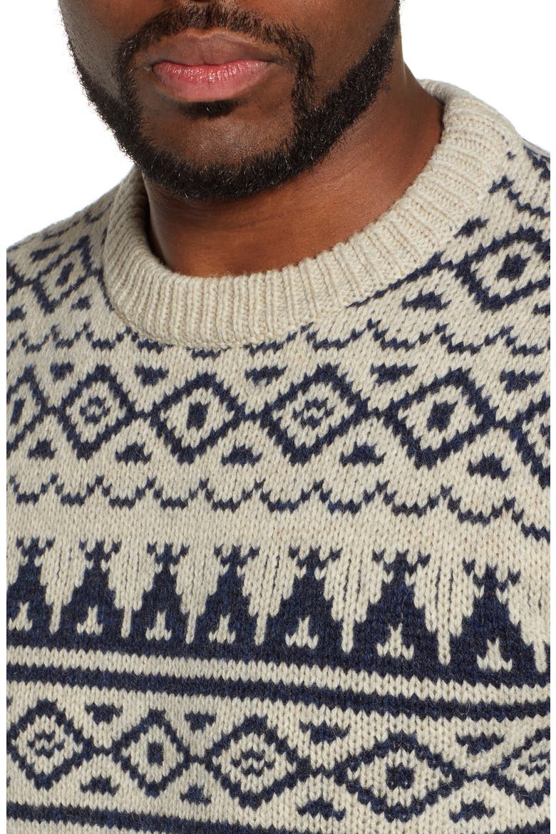 Wallace & Barnes Fair Isle Crewneck Sweater, Alternate, color, HEATHER OATMEAL