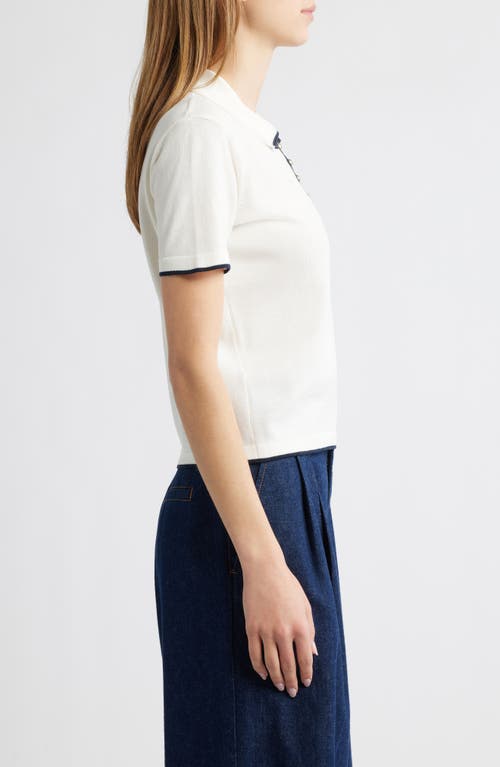 Shop Frame The Sport Tipped Cotton Polo In Cream Multi