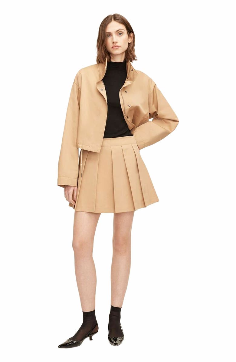 Rebecca Taylor Military Cotton Mini Skirt, Main, color, Khaki