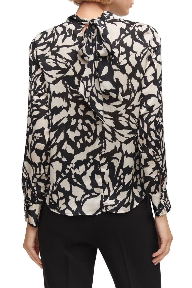 Print Mock Neck Top, Alternate, color, BLACK