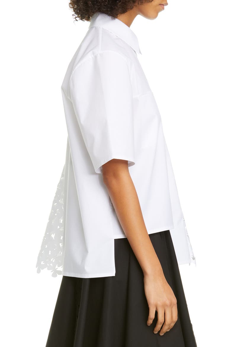 Atlas Laser Cut Butterfly Stretch Cotton Shirt, Alternate, color, WHITE/ WHITE