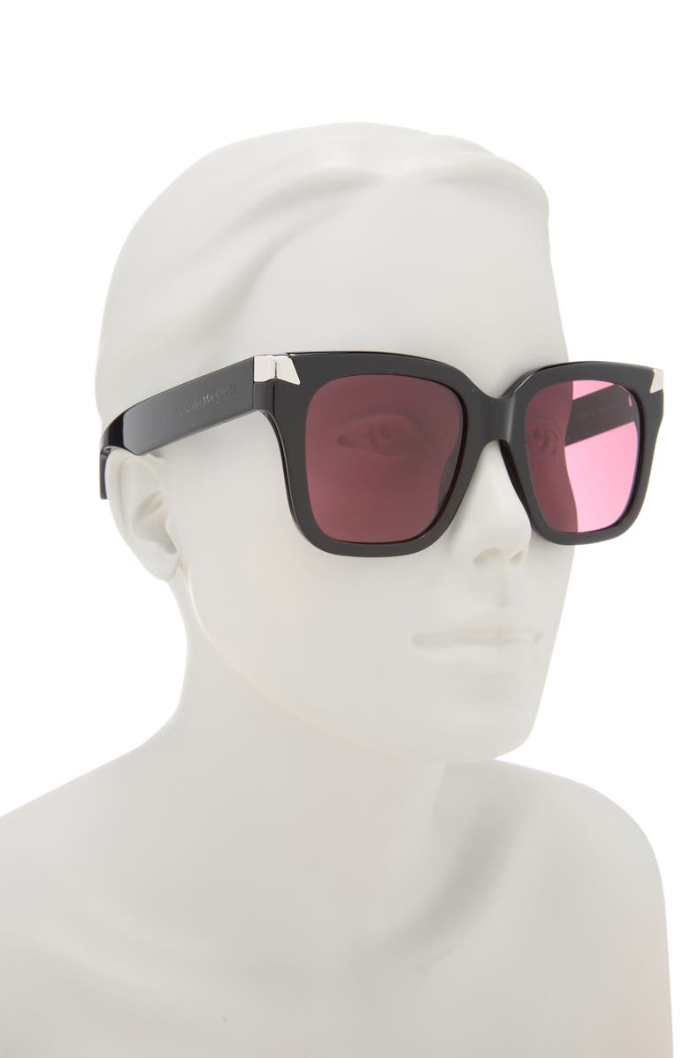 McQueen 53mm Square Sunglasses, Alternate, color, Black Black Violet