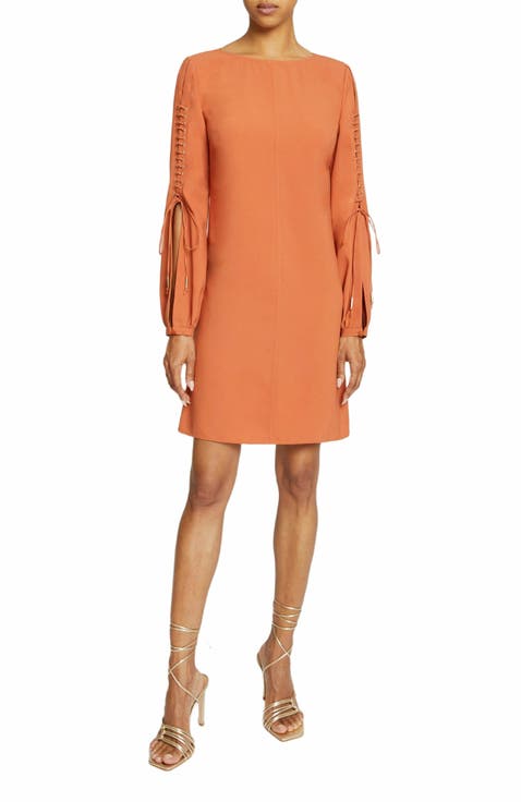 ARIES Long Sleeve Shift Dress with Grommet Detail