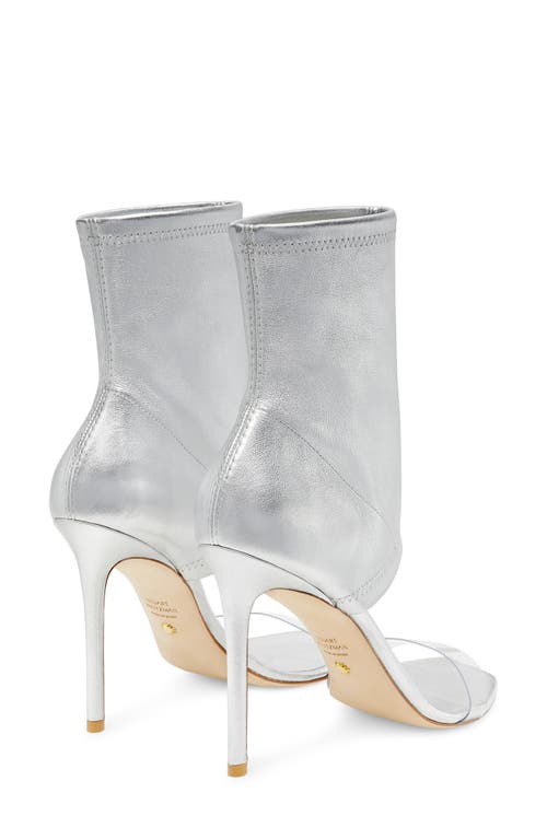 Stuart Weitzman Frontrow Stretch Bootie In Silver/clear